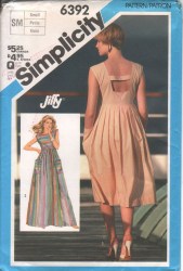 6392  Simplicity  JIFFY KNEE- FLOOR EMPIRE POCKET DRESS PATTERN 14-16 MED OR SM 10-12 CHOICE UNCUT
